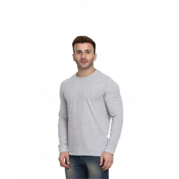 Full Sleeves Round-neck Light Grey Tshirt