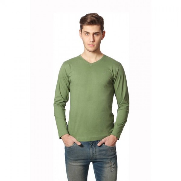 Buy Full Sleeves V-neck-Green Tshirt for Men online in Pakistan | Buyon.pk