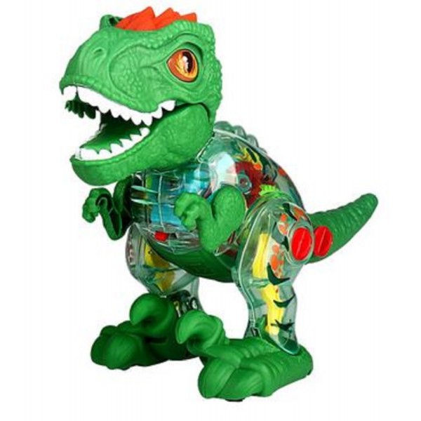 Battery Operated 6-Function Crystal Transparent T-REX Dinosaur Toy for Kids