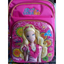 Excellent Quality Embroidered 3D Barbie Cartoon Character School Bag for Grade 2 Girls