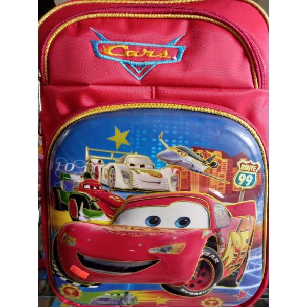 Excellent Quality Embroidered 3D McQueen Cars Cartoon Character School Bag for Grade 2 Boys