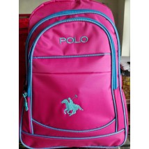 High Quality Embroidered Simple Polo Pink School Bag for Kids