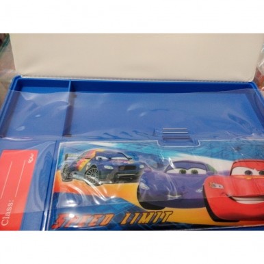 Large Button Cars fancy pencil box with calculator for kids