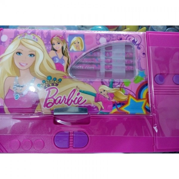 Large Button Barbie fancy pencil box for kids