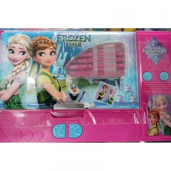 Large Button Frozen fancy pencil box for kids