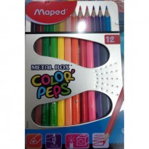 Maped Color Peps - 12 Colour Pencils - Metal Casing
