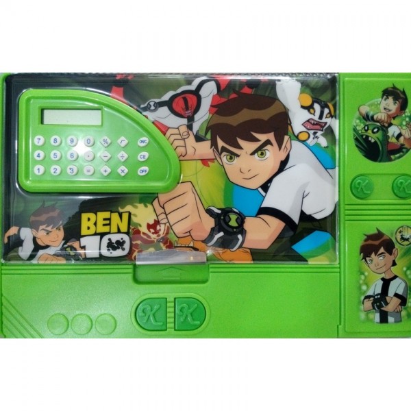 Large Button Ben10 fancy pencil box with calculator for kids