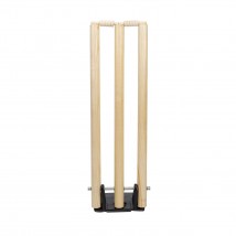 Wooden Cricket Wickets With Spring Metal Base - Set of Three