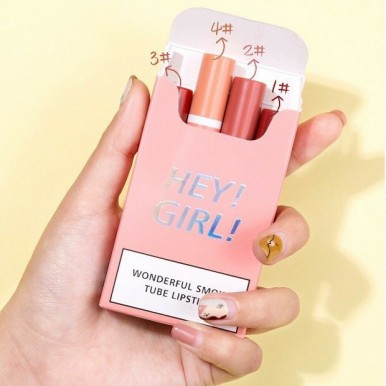 Hey Girl Soft Tube Lipstick Set of 4 Matte Fog Lasting Non-decoloring Mini Sample Waterproof Niche Brand Lipstick for Students