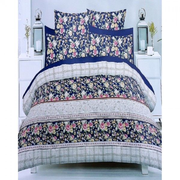 Multicolour Cotton Printed King Size BedSheet with 2 Pillow Covers