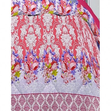 Multicolor 3D Cotton King Size Bed Sheet with 2 Pillow Covers in Pink Colour