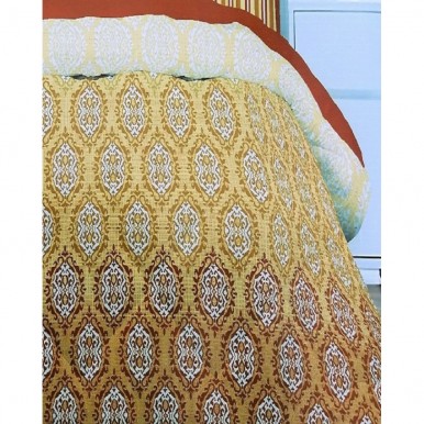 Yellow and Brown Cotton King Size BedSheet with 2 Pillow Covers