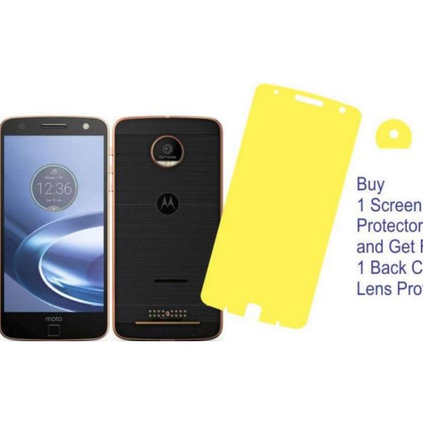 Motorola Moto Z Force Pack of 2 Screen Protectors - Best Material 1 Nano Glass & 1 Jelly with 2 back cam lens protectors
