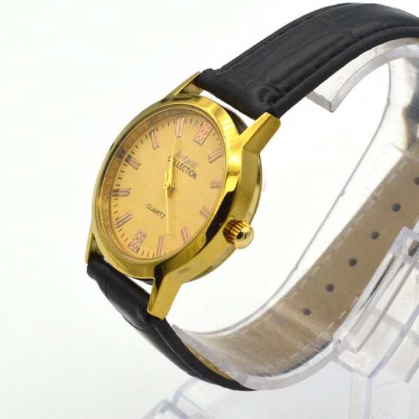 Black Strap and Golden Dial Watch For Women Buyon.pk