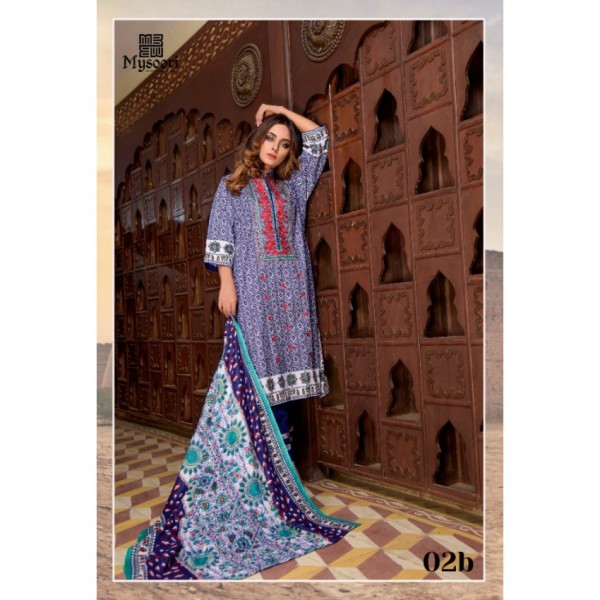 Mysoori - KHADDI Embroidered Lawn Dress with Embroidered Lawn Dupatta - 2b