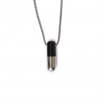 Black Silver Capsule Locket for Men