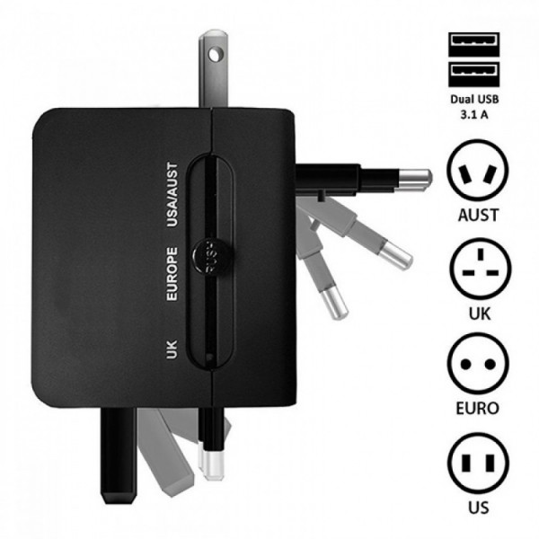 Buy Multi Nation Universal Travel Adapter With Dual USB Charger