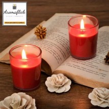 AROMAFLICK Pack of 2 Scented Candles with Glass in Rose Fragrance
