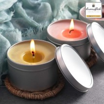 AROMAFLICK Pack of 2 Silver Tin Scented Candles in Rose & Jasmine Fragrance
