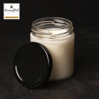 AROMAFLICK Scented Candle in Glass Jar with Black Lid