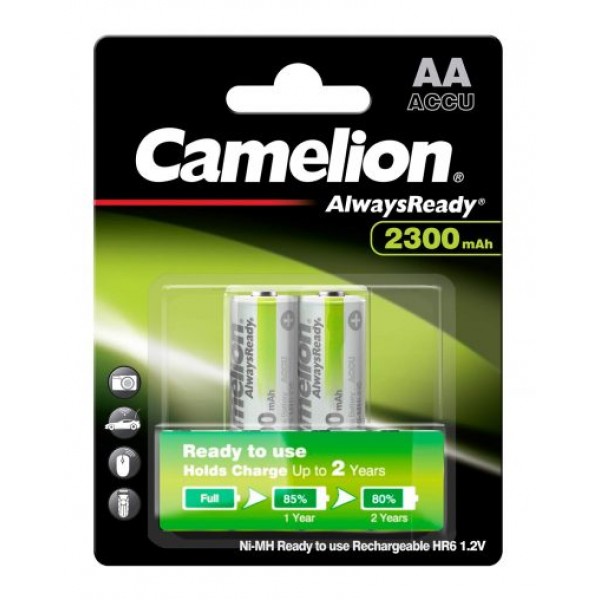 Battery AA Camelion 1000mAh Always Ready Rechargeable 2 Cell Pack