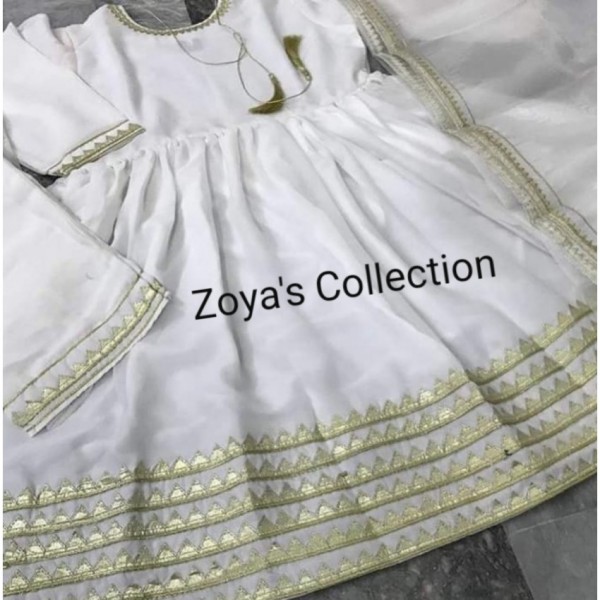 white colour long frock design
