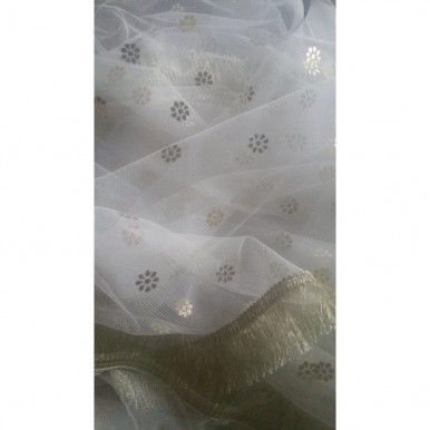 Party Wear Gotta work Linen off White dress With Kiran Lace Dupatta