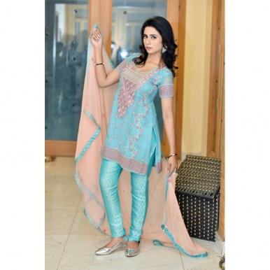 Pure Chiffon Embroidered Dress For Womens