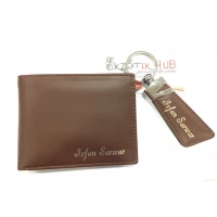 Customize Leather Wallet with Keychain