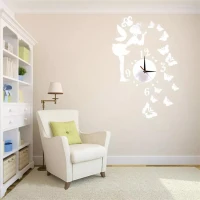 Wall Clock 29Pcs Set 3D Angel DIY Mirror Effect Wall Sticker
