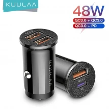 KUULAA 48W Dual Ports QC + QC Fast Charging Cell Mobile Phone Tablet Car Charger Adapter