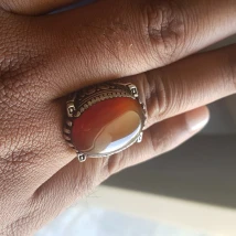Silver Mens Ring With Natural Aqeeq