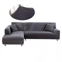 2 Pieces L Shape Sofa Covers for 3+3 - Grey