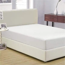 Fitted bed Sheet mattress protector Jersey Stretch Fabric Off White Single Size