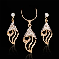 Elegant Gold Plated Austrian Crystal Rhinestone Pendant Set for Her