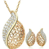 Hollow love Earrings necklace jewellery set