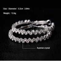 Crystal hoop earrings Round Shiny rhinestone big earring