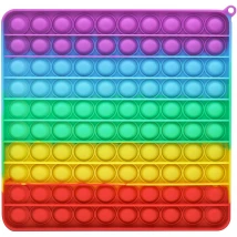Big Size Push Pop Bubble Fidget Spinner Pop It Silicone Toy - 20 Cm - Rainbow Square - 100 Bubbles