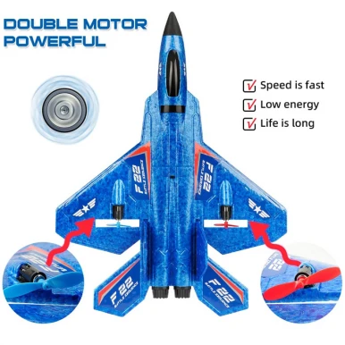 Remote Control F-22 Foam Fighter Jet 2.4 GHz - Rechargeable Battery - Trending F-22 Foam Jet - Toy For Boys - Assorted Colors