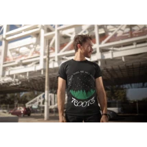 MENS PRINTED LEAVES T-SHIRT BLACK