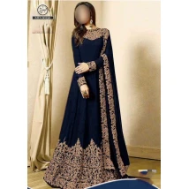 DARK BLUE EMBROIDERED FANCY FROCK FOR WOMENS
