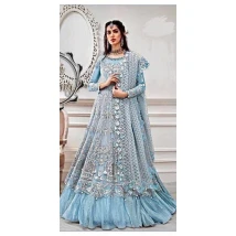 WEDDING EMBROIDERED BRIDAL DRESS Light Blue
