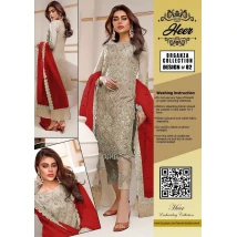 Heavy embroidered organza dress for party wears