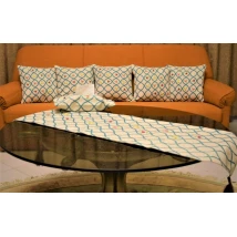 Delicate flower embroidery Jute Cushion Covers Set with Table Runner