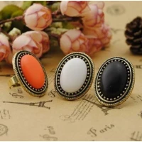 Pack of 3 Antique Oval Gem Retro Ring