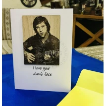 Customised Laser Engraved Wooden Picture Card with text I love your dumb face