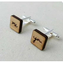 Laser Engraved "me n you" Wooden Cufflinks