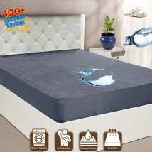 Grey Waterproof Mattress Cover King Sized Mattress Protector Anti Slip Double Bed Fitted Bed Sheet | Narmo Gudaz
