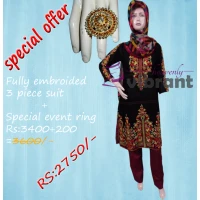 BUNDLE DEAL - EMBROIDED BLACK 3 PIECE SUIT AND SPECIAL EVENT RING