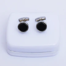 Black Circle Cufflinks for Men